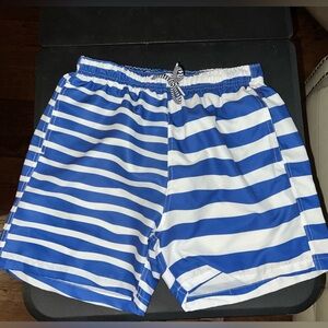 Boardies Blue White Striped Swim Trunks Men’s Small